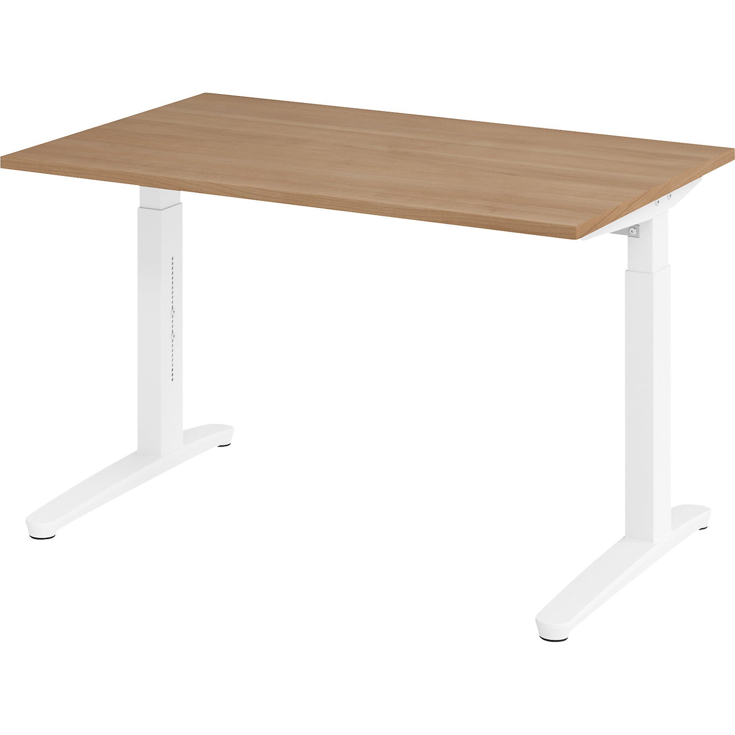 ANNY - Desk with C-foot frame, height adjustable 650 - 850 mm, width 1200 mm, walnut finish / white.