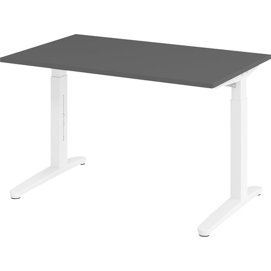 ANNY - Desk with C-foot frame, height adjustable 650 - 850 mm, width 1200 mm, graphite / white.