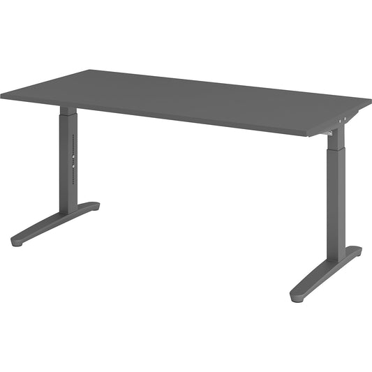 ANNY - Desk with C-foot frame, height adjustable 650 - 850 mm, width 1600 mm, graphite / graphite.