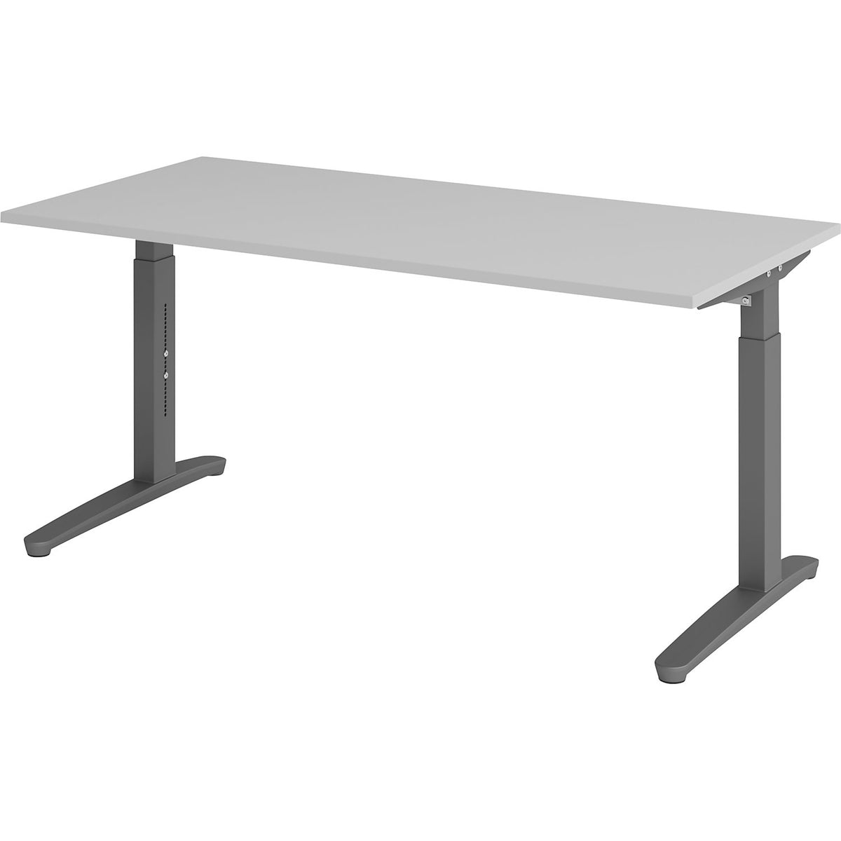 ANNY - Desk with C-foot frame, height adjustable 650 - 850 mm, width 1600 mm, light grey / graphite.