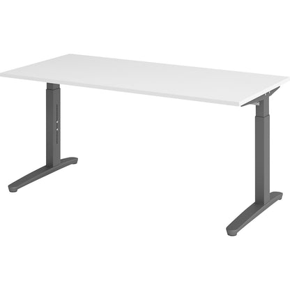 ANNY - Desk with C-foot frame, height adjustable 650 - 850 mm, width 1600 mm, white / graphite.