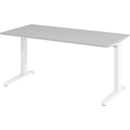 ANNY - Desk with C-foot frame, height adjustable 650 - 850 mm, width 1600 mm, light grey / white.