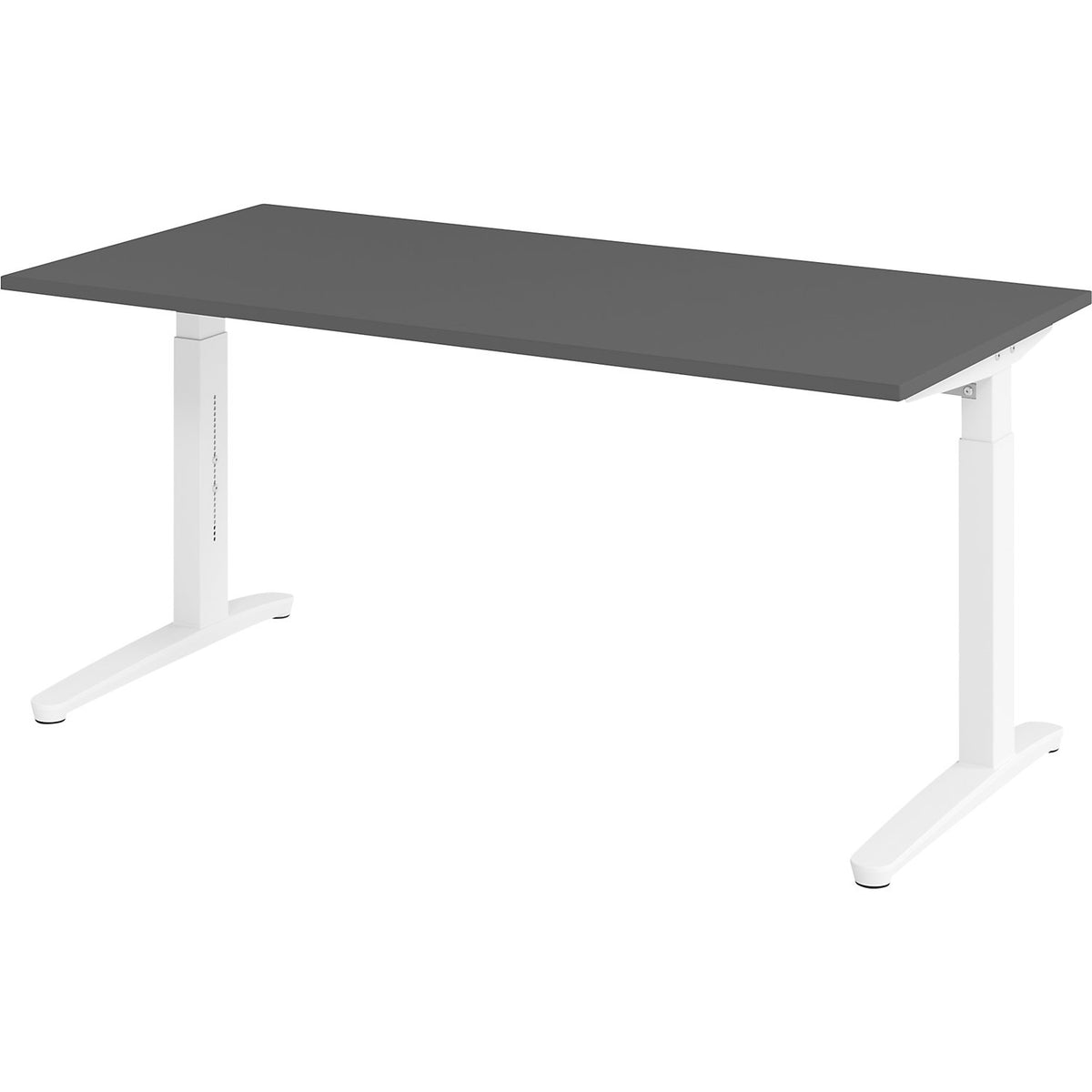 ANNY - Desk with C-foot frame, height adjustable 650 - 850 mm, width 1600 mm, graphite / white.