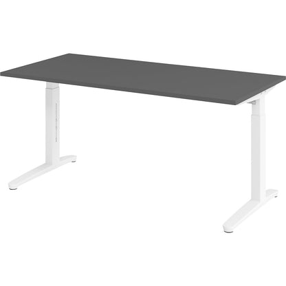 ANNY - Desk with C-foot frame, height adjustable 650 - 850 mm, width 1600 mm, graphite / white.