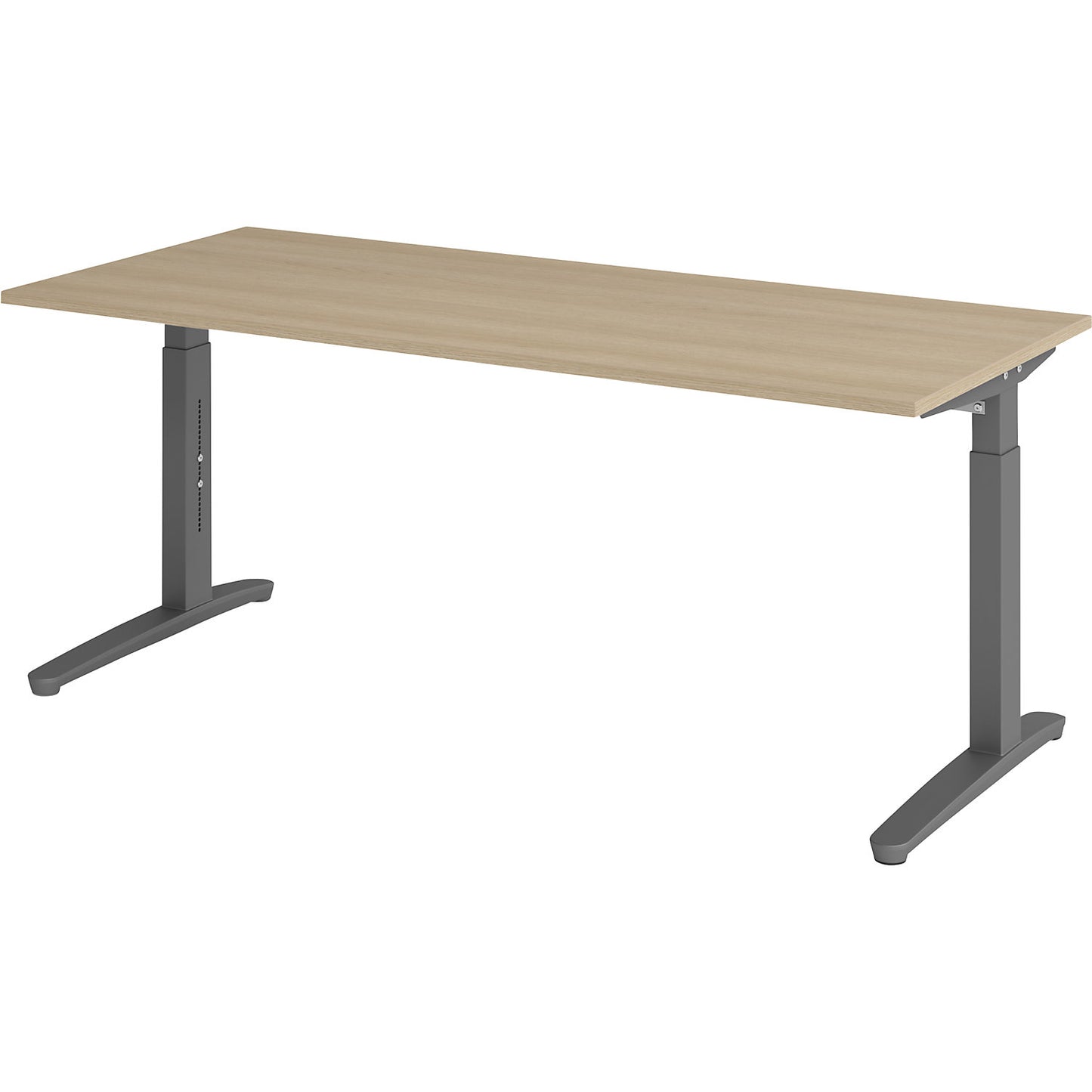 ANNY - Desk with C-foot frame, height adjustable 650 - 850 mm, width 1800 mm, oak / graphite.