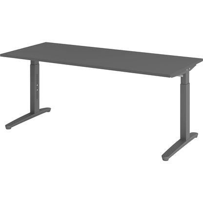 ANNY - Desk with C-foot frame, height adjustable 650 - 850 mm, width 1800 mm, graphite / graphite.