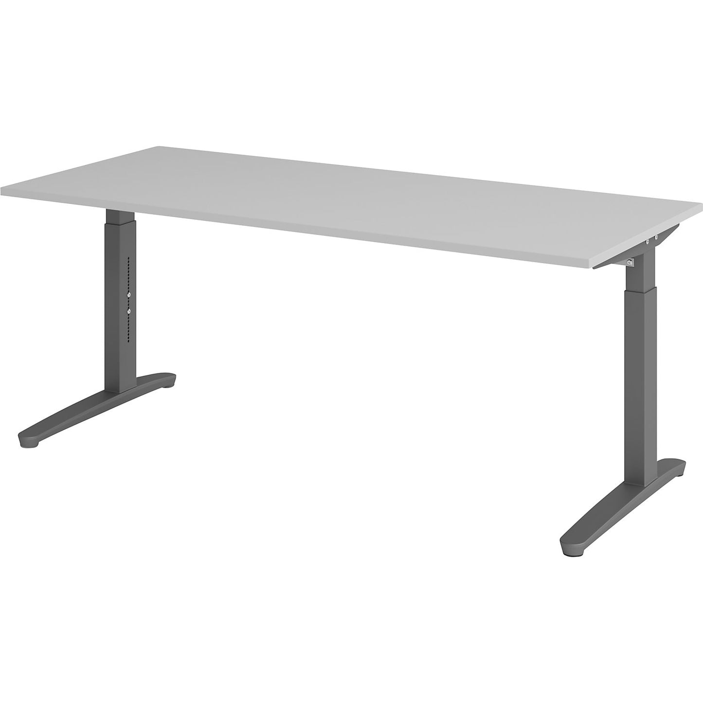 ANNY - Desk with C-foot frame, height adjustable 650 - 850 mm, width 1800 mm, light grey / graphite.