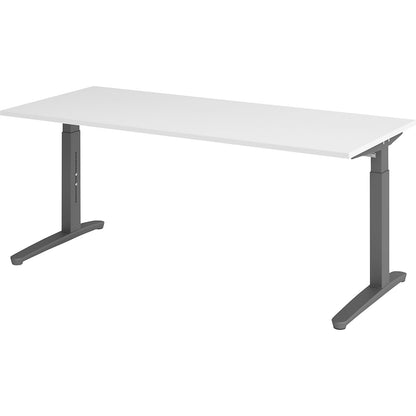 ANNY - Desk with C-foot frame, height adjustable 650 - 850 mm, width 1800 mm, white / graphite.