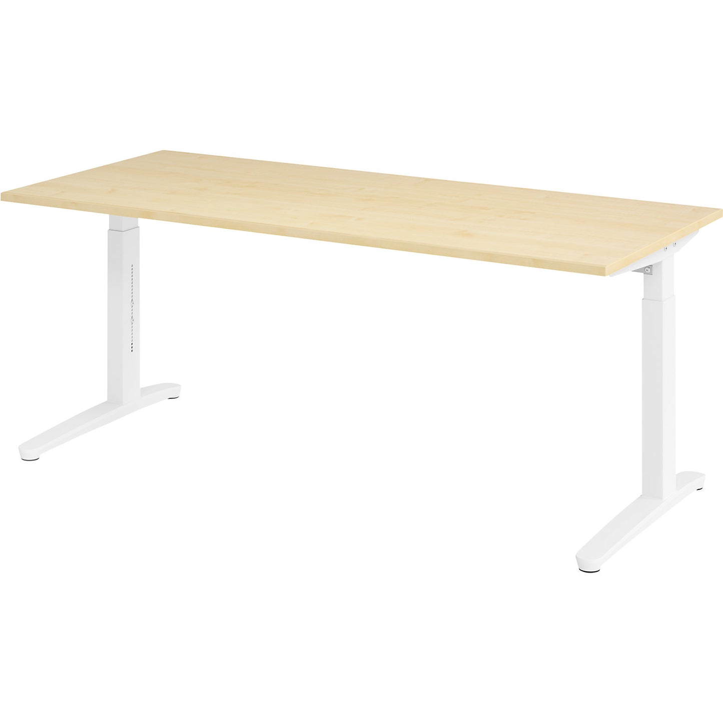 ANNY - Desk with C-foot frame, height adjustable 650 - 850 mm, width 1800 mm, maple finish / white.