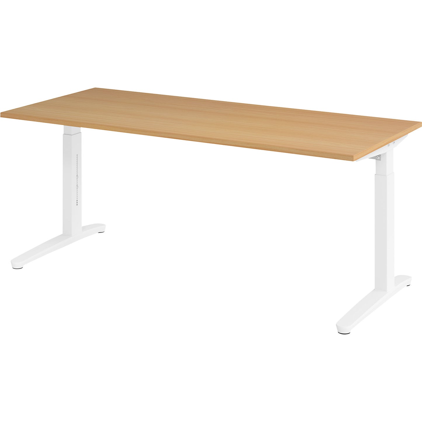 ANNY - Desk with C-foot frame, height adjustable 650 - 850 mm, width 1800 mm, beech / white.