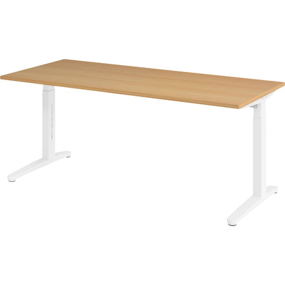 ANNY - Desk with C-foot frame, height adjustable 650 - 850 mm, width 1800 mm, beech / white.