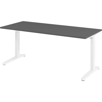 ANNY - Desk with C-foot frame, height adjustable 650 - 850 mm, width 1800 mm, graphite / white.