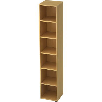 Office shelf unit, 5 shelves, HxWxD 2156 x 400 x 400 mm, beech.