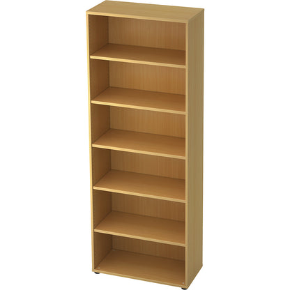 Office shelf unit, 5 shelves, HxWxD 2156 x 800 x 400 mm, beech.