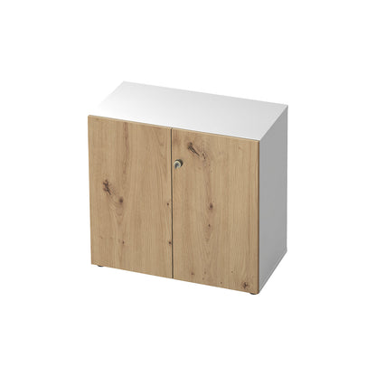 Filing cupboard, hinged doors, 1 shelf, white / knotty oak.