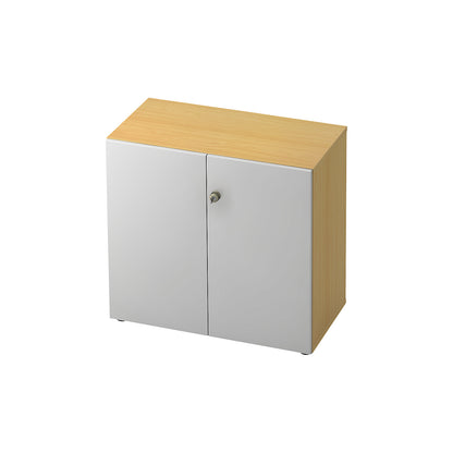 Filing cupboard, hinged doors, 1 shelf, beech / aluminium silver.