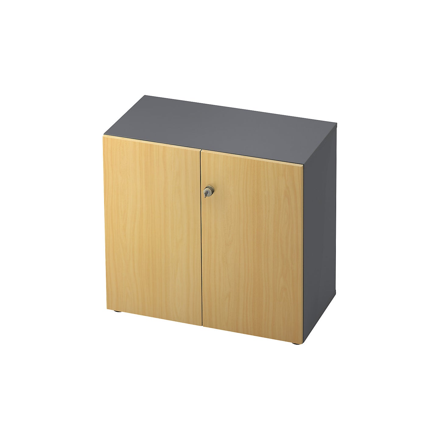 Filing cupboard, hinged doors, 1 shelf, graphite / beech.