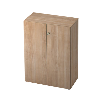 Filing cupboard, hinged doors, 2 shelves, walnut / walnut.
