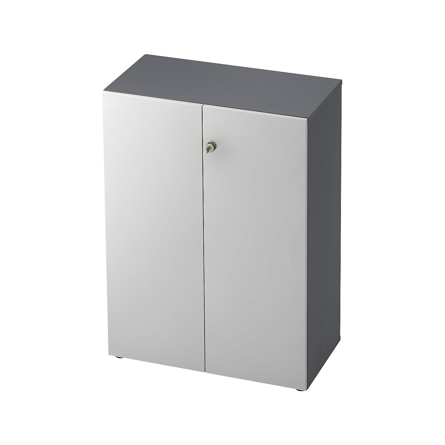 Filing cupboard, hinged doors, 2 shelves, graphite / aluminium silver.