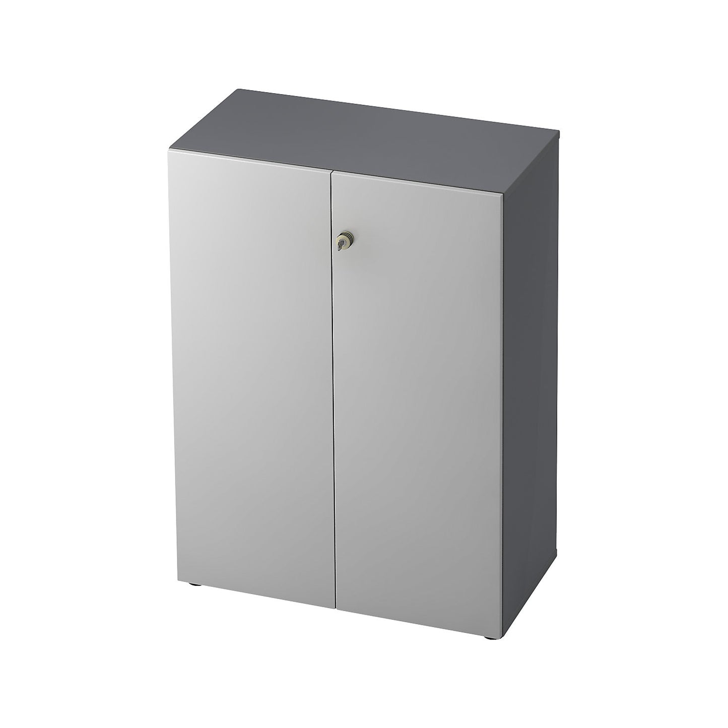 Filing cupboard, hinged doors, 2 shelves, graphite / light grey.