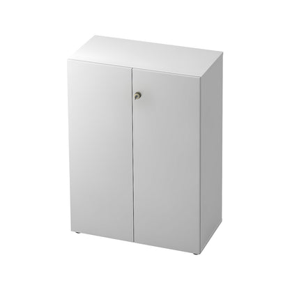 Filing cupboard, hinged doors, 2 shelves, white / aluminium silver.