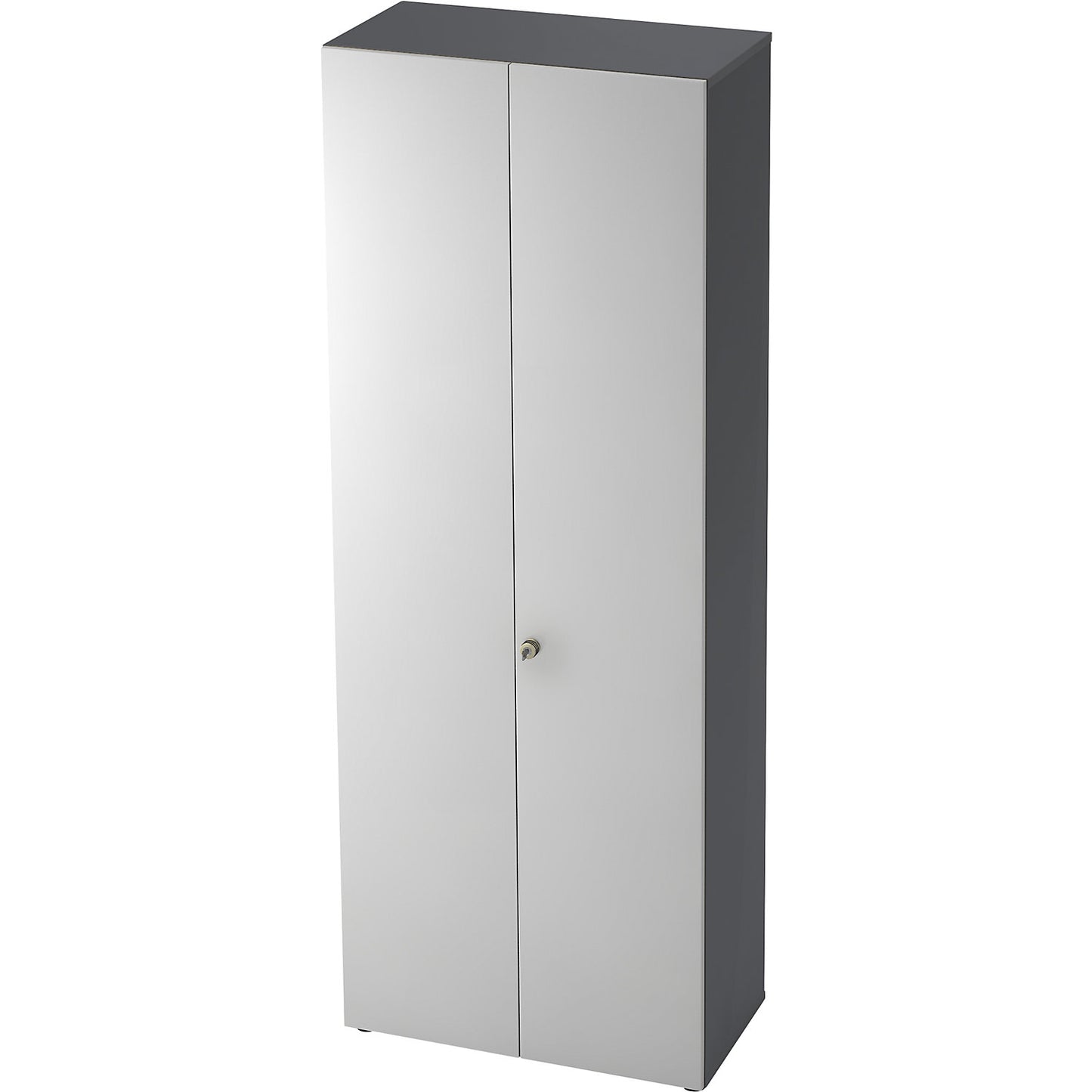Filing cupboard, hinged doors, 5 shelves, graphite / aluminium silver.