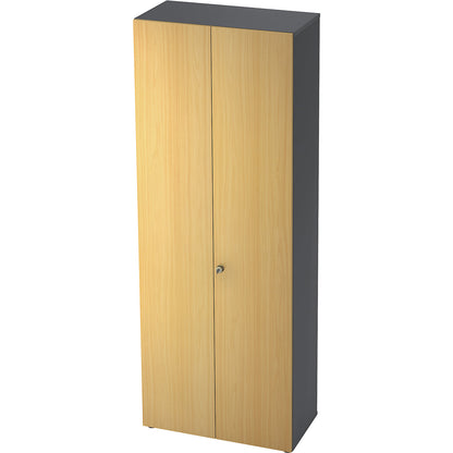 Filing cupboard, hinged doors, 5 shelves, graphite / beech.