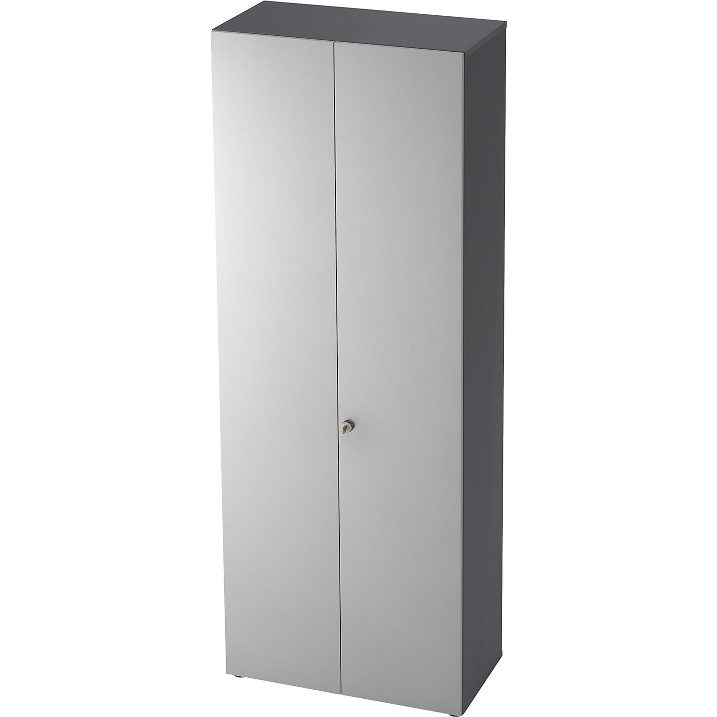Filing cupboard, hinged doors, 5 shelves, graphite / light grey.