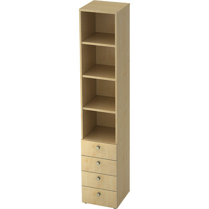Combination cupboards, 3 shelves, 4 drawers, maple finish / maple finish.
