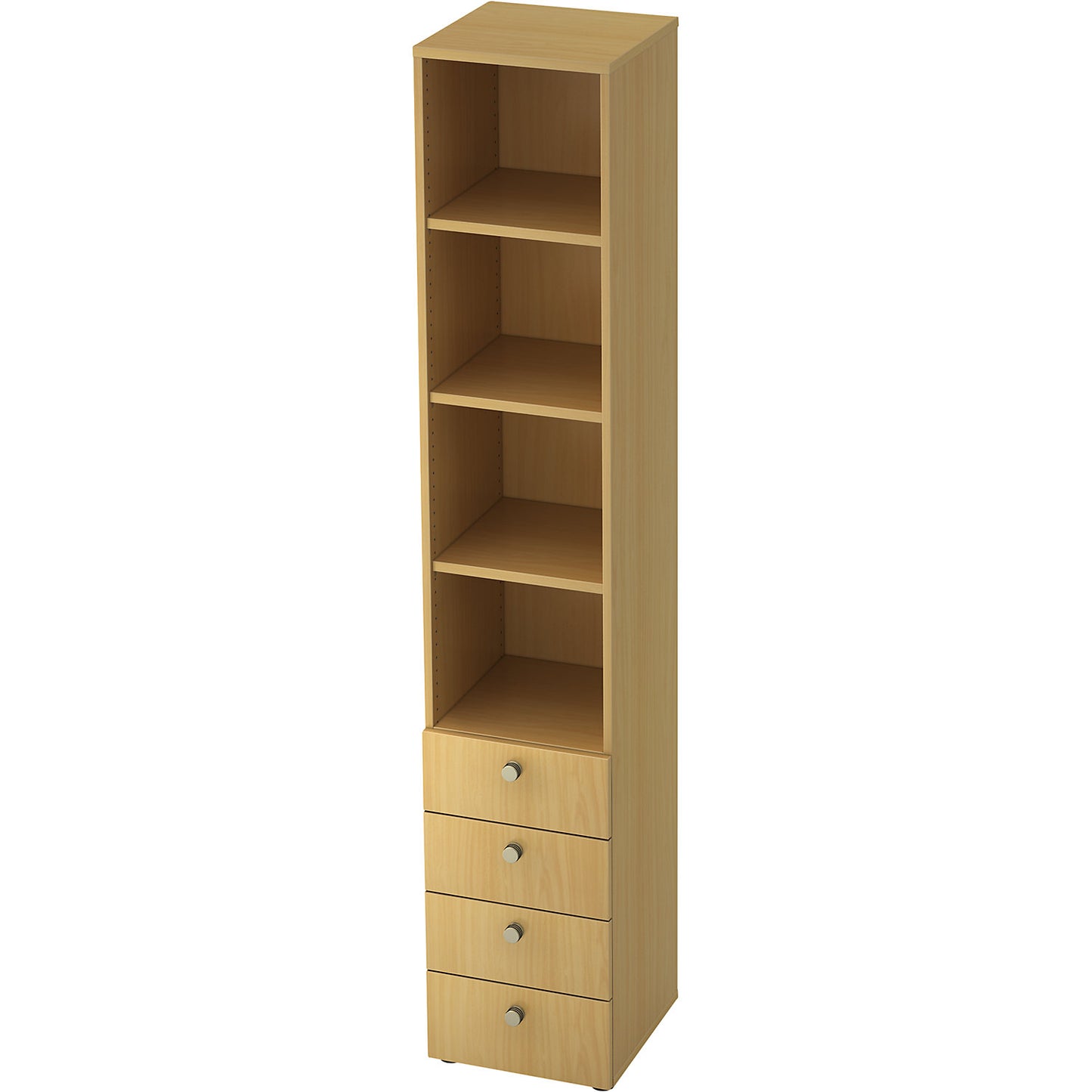 Combination cupboards, 3 shelves, 4 drawers, beech / beech.