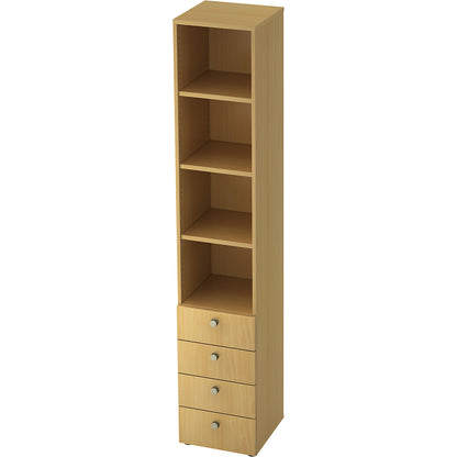 Combination cupboards, 3 shelves, 4 drawers, beech / beech.