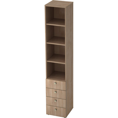 Combination cupboards, 3 shelves, 4 drawers, walnut finish / walnut finish.