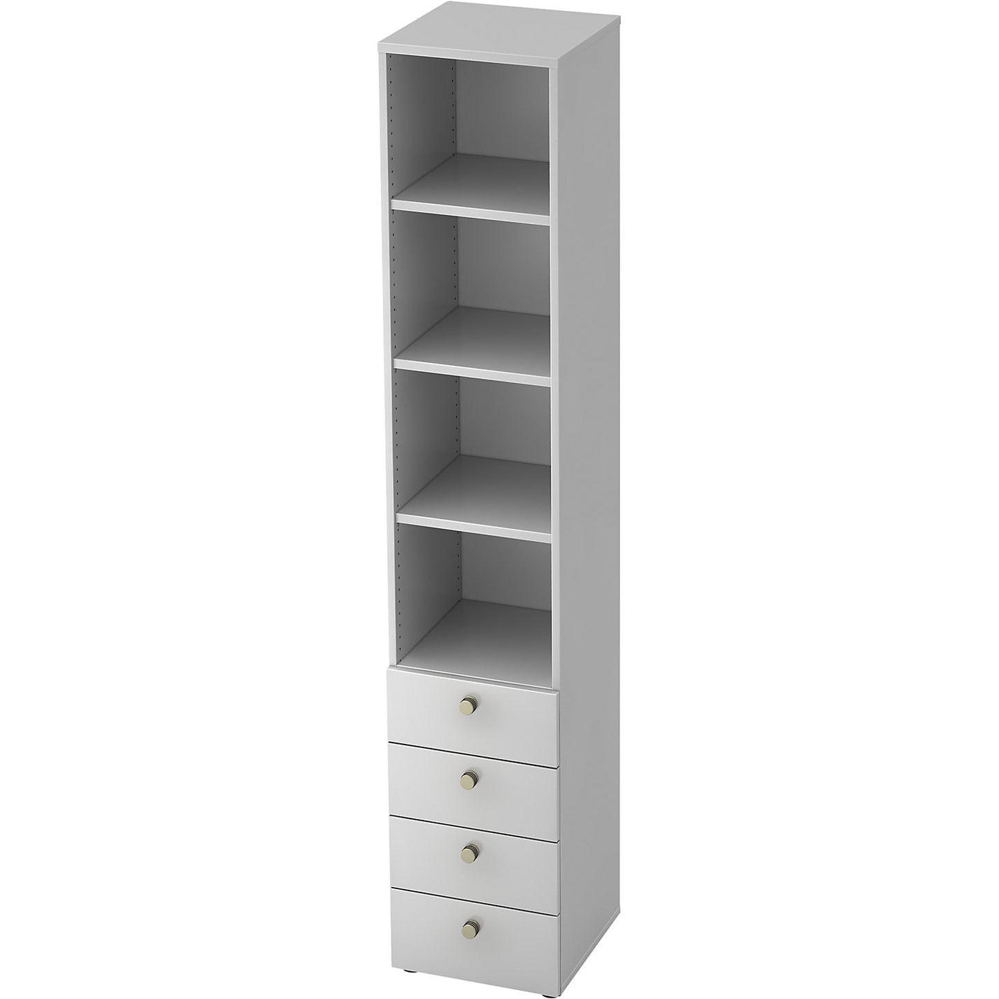 Combination cupboards, 3 shelves, 4 drawers, white / white.