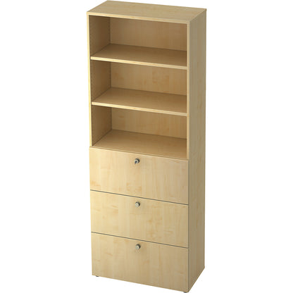 Combination cupboards, 2 shelves, 3 suspension file drawers, maple finish / maple finish.