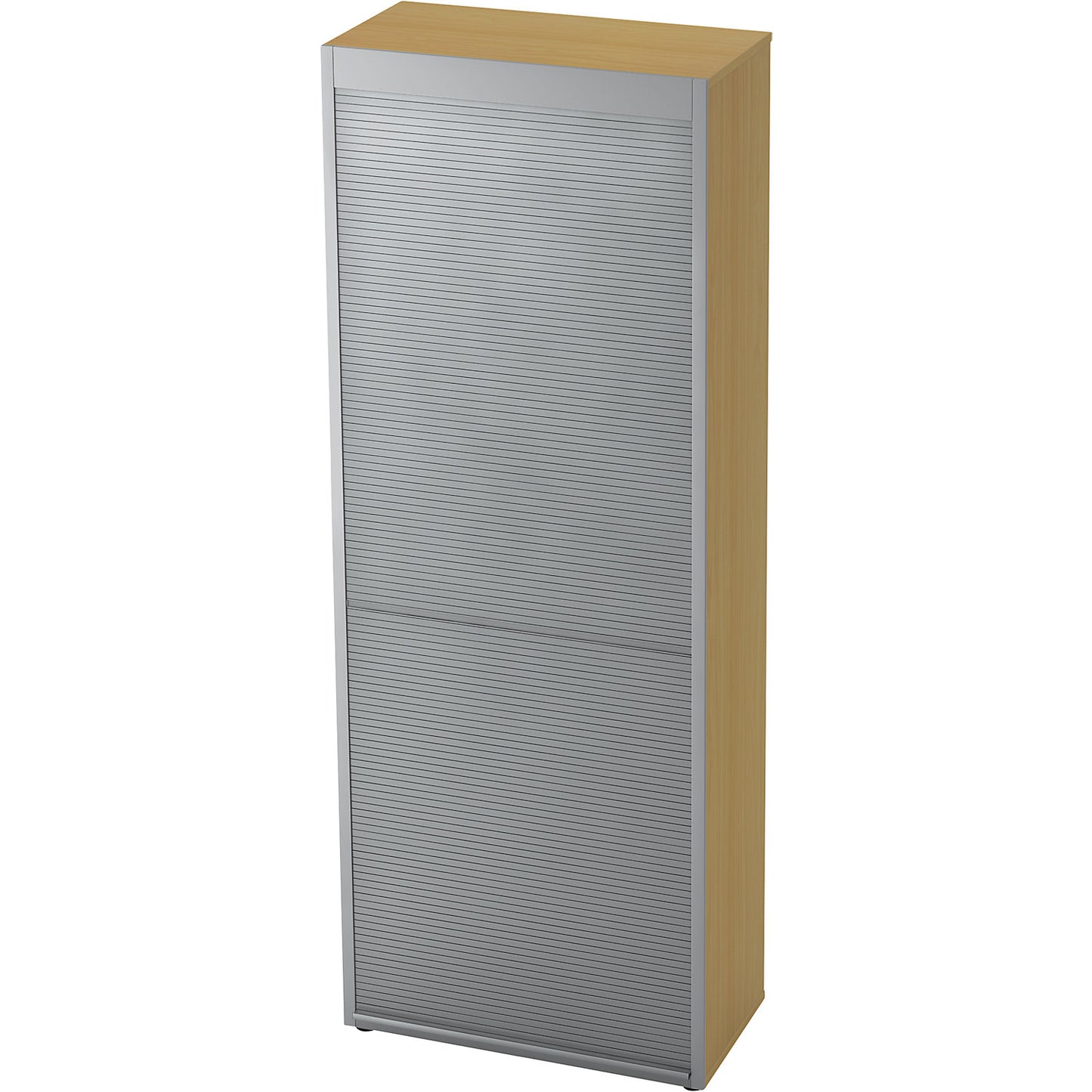 Roller shutter cupboard, 3 shelves, beech / aluminium silver.