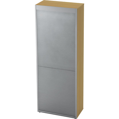 Roller shutter cupboard, 3 shelves, beech / aluminium silver.