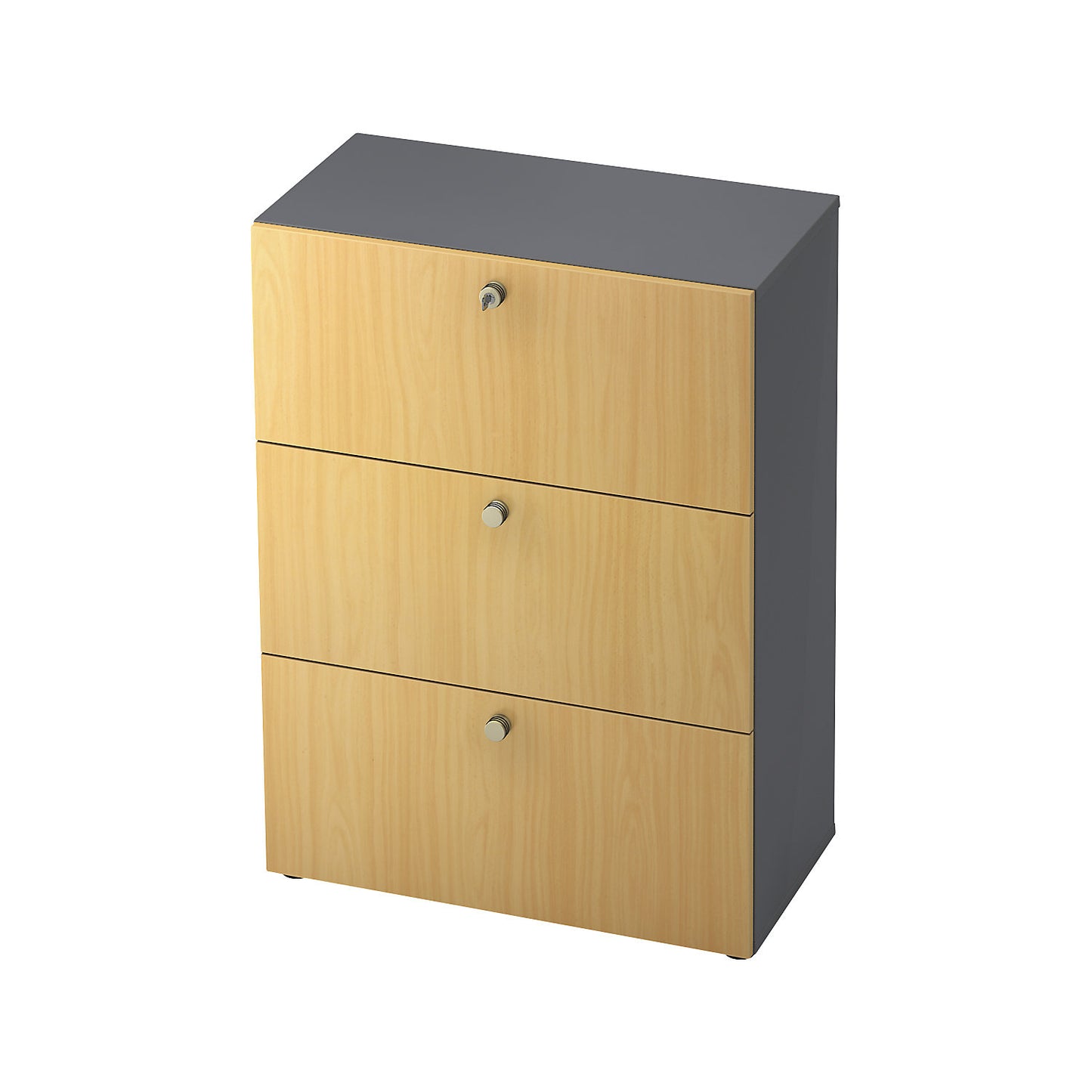 Suspension file cabinet, HxWxD 1100 x 800 x 420 mm, graphite / beech.