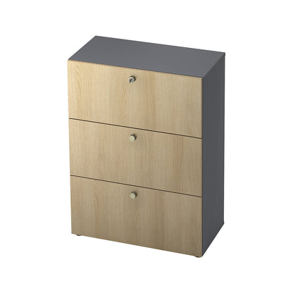 Suspension file cabinet, HxWxD 1100 x 800 x 420 mm, graphite / oak.