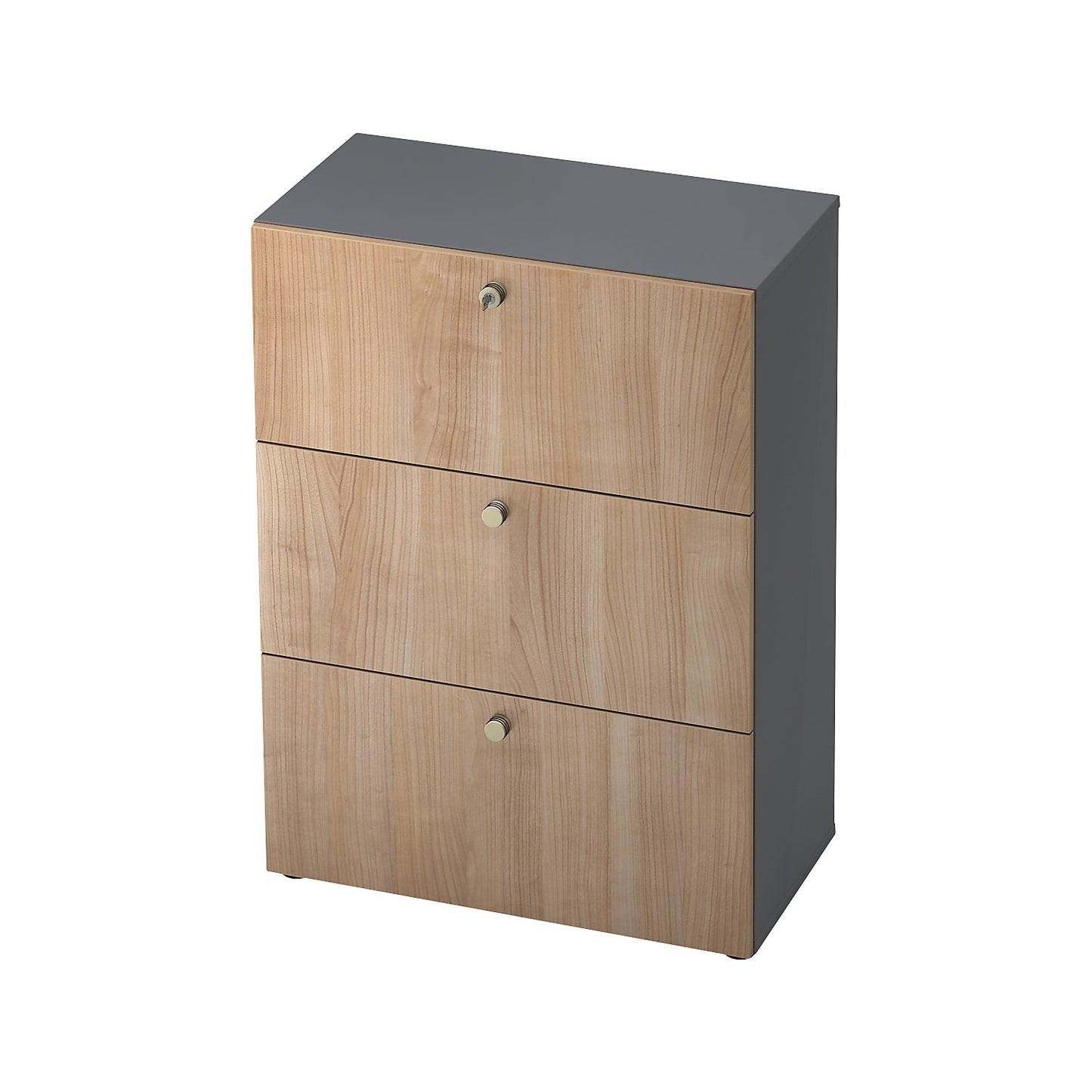 Suspension file cabinet, HxWxD 1100 x 800 x 420 mm, graphite / walnut.