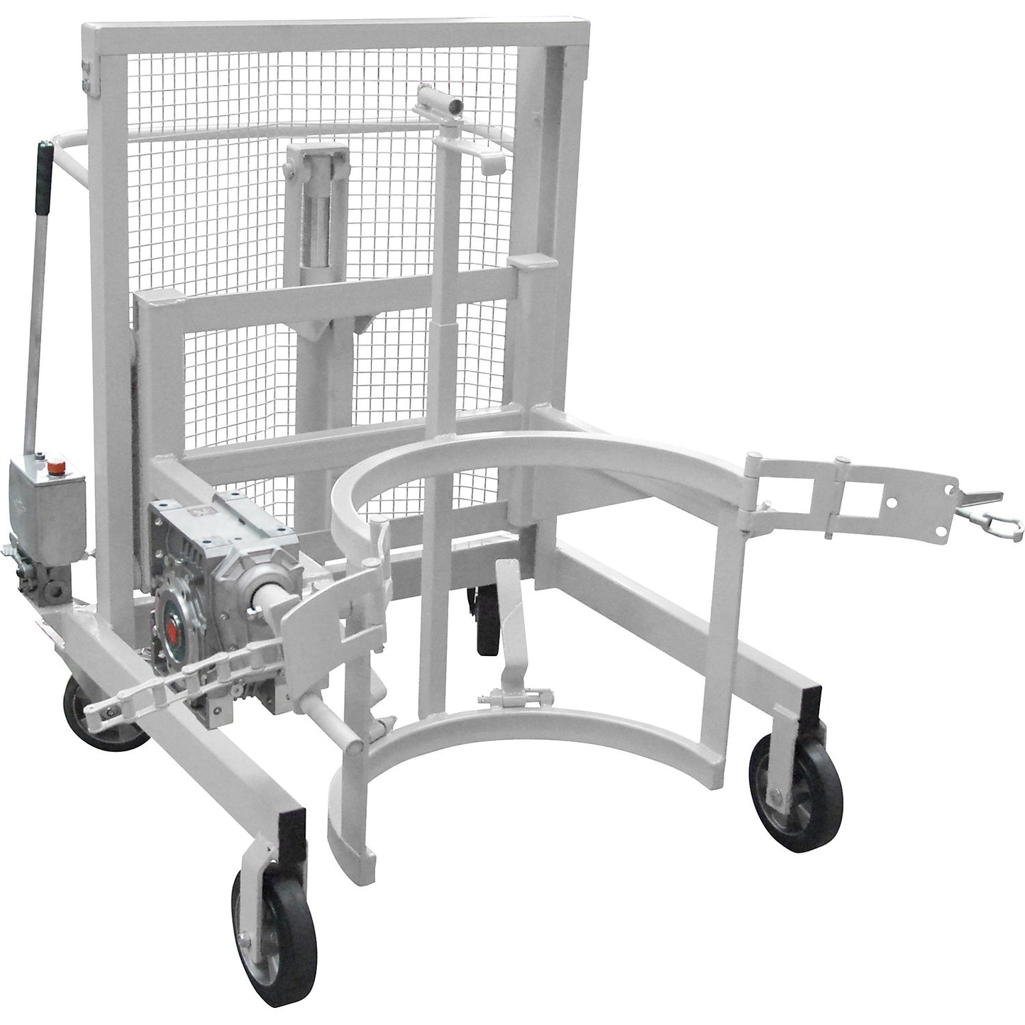 Liftomat L/M drum lifting and tilting unit, lifting height 450 mm, max. load 350 kg, zinc plated.