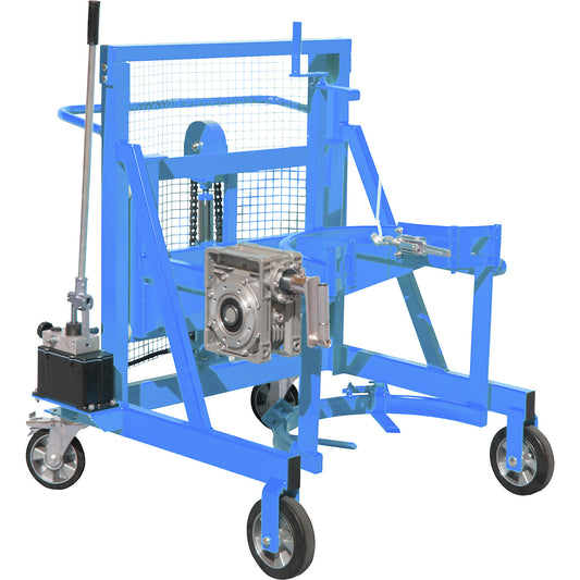 Liftomat L/M drum lifting and tilting unit, lifting height 450 mm, max. load 350 kg, light blue.