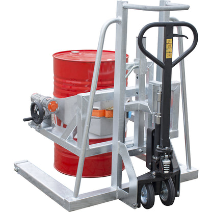 FHR 600 F drum mover, with prism and tension strap, lifting height 600 mm, zinc plated.