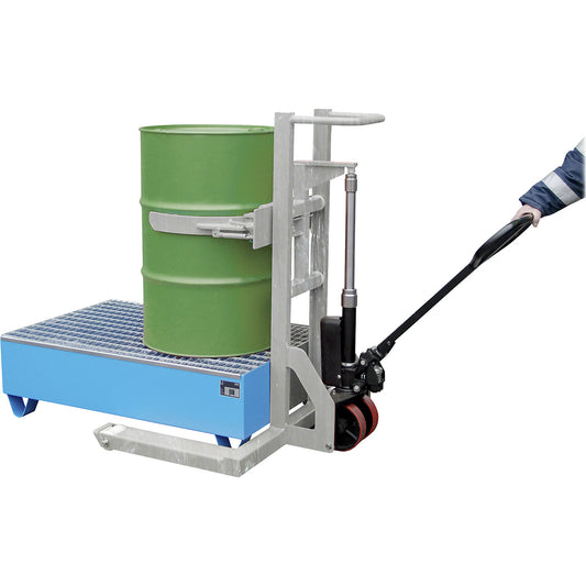 FHR 600 K drum mover, with drum clamp, lifting height 600 mm, zinc plated.