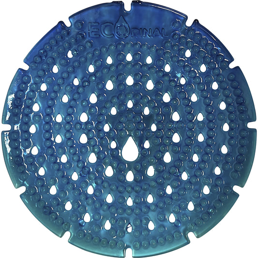 Urinal strainer, pack of 10, self-dissolving, blue.