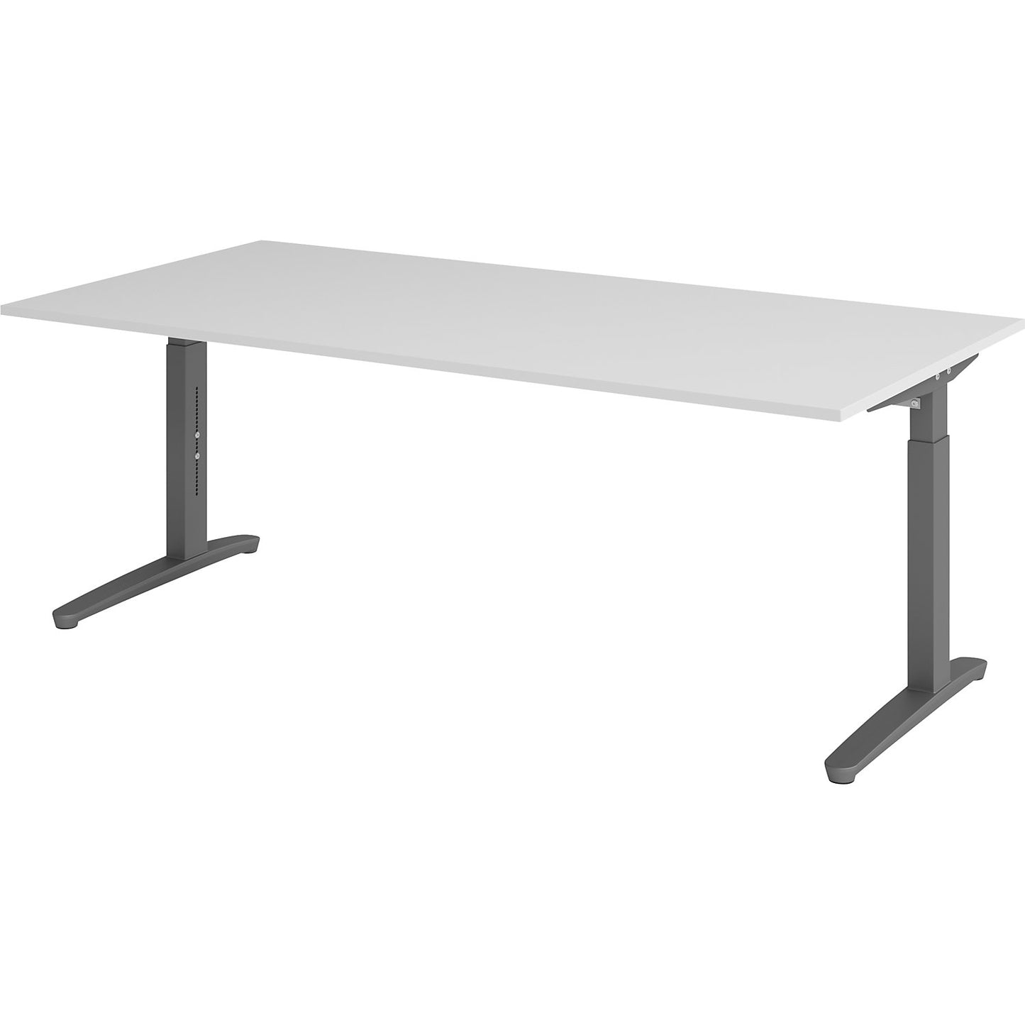 ANNY - Desk with C-foot frame, height adjustable 650 - 850 mm, width 2000 mm, graphite / light grey.