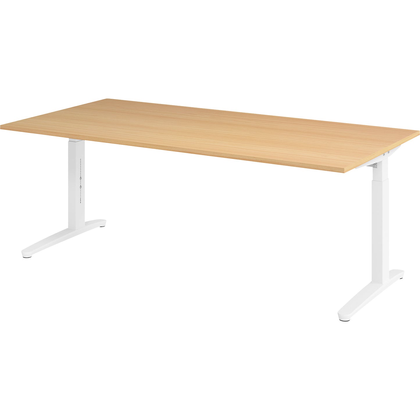ANNY - Desk with C-foot frame, height adjustable 650 - 850 mm, width 2000 mm, white / beech.