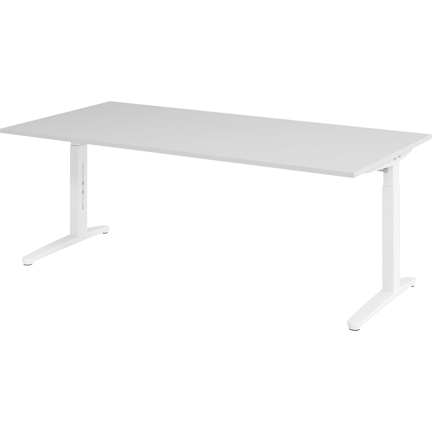 ANNY - Desk with C-foot frame, height adjustable 650 - 850 mm, width 2000 mm, white / light grey.