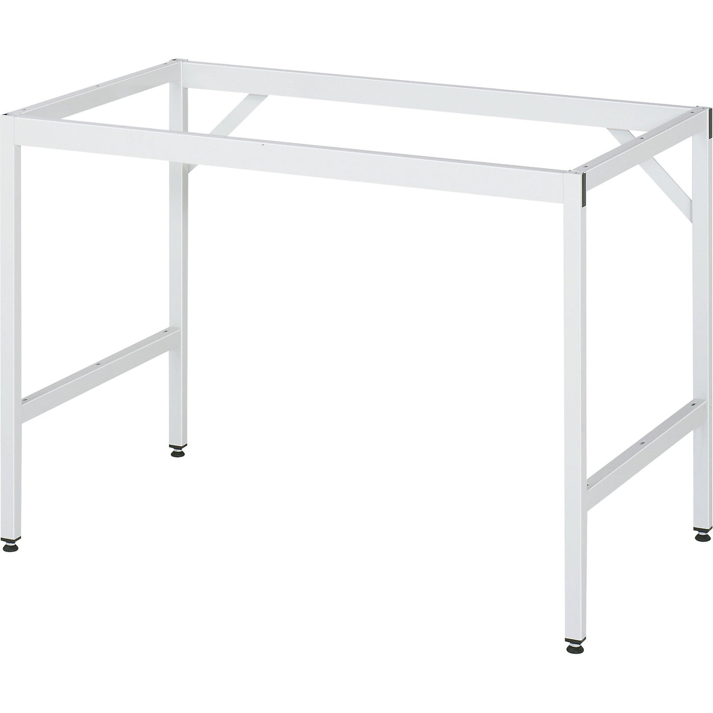 Work table, height adjustable, frame 30 x 30 mm, solid beech panel, WxD 2500 x 800 mm, light grey.
