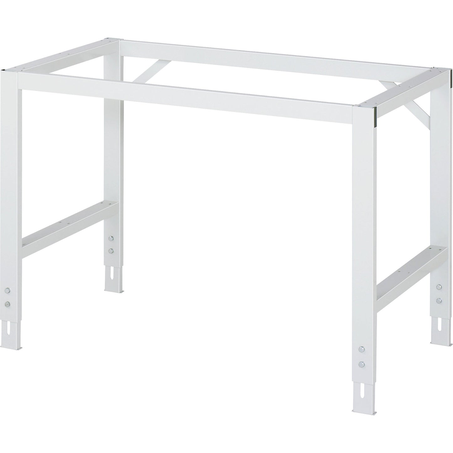 Work table, height adjustable, frame 60 x 30 mm, solid beech panel, WxD 2500 x 800 mm, light grey.