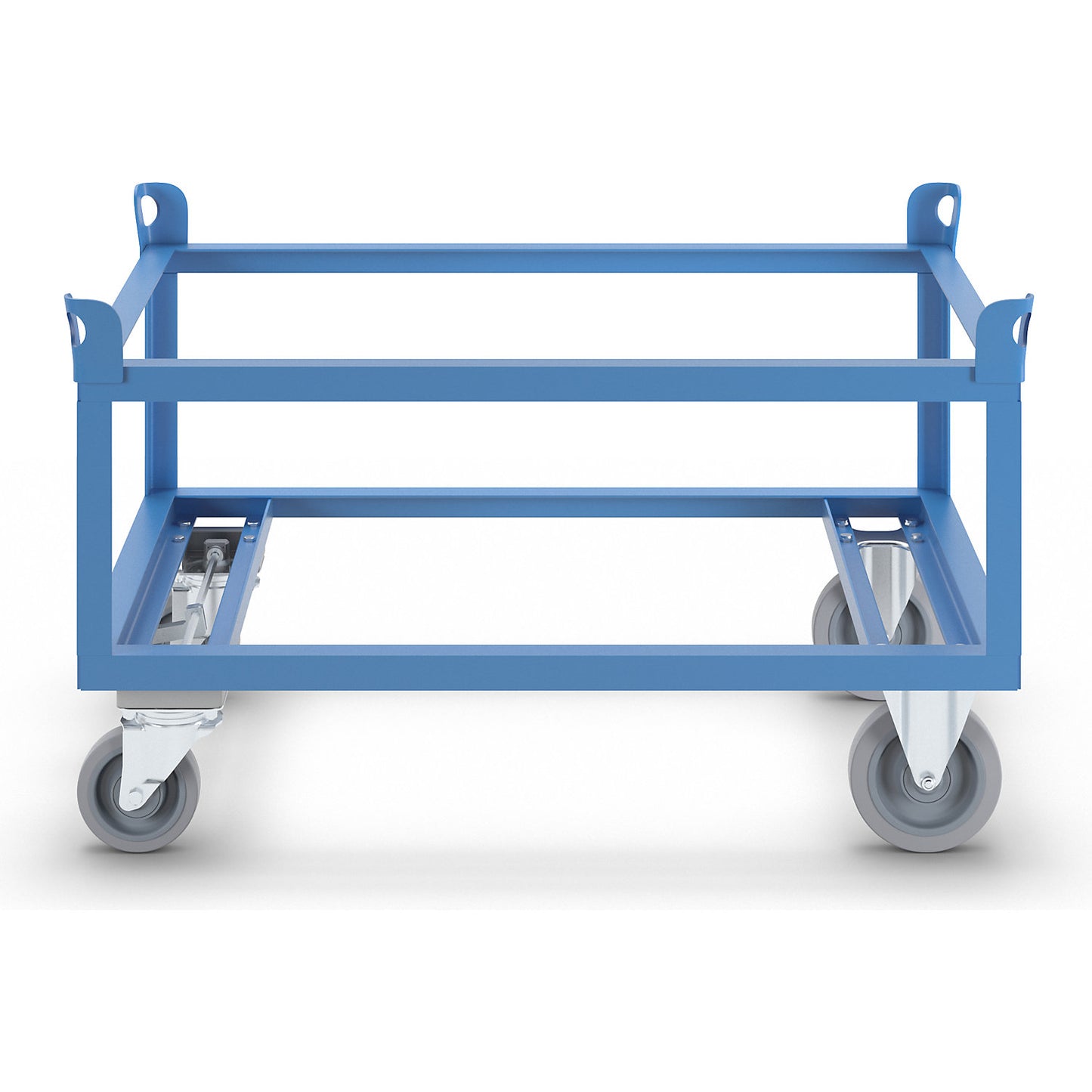 Steel dolly, for Euro pallets, with centre stop, loading height 650 mm.